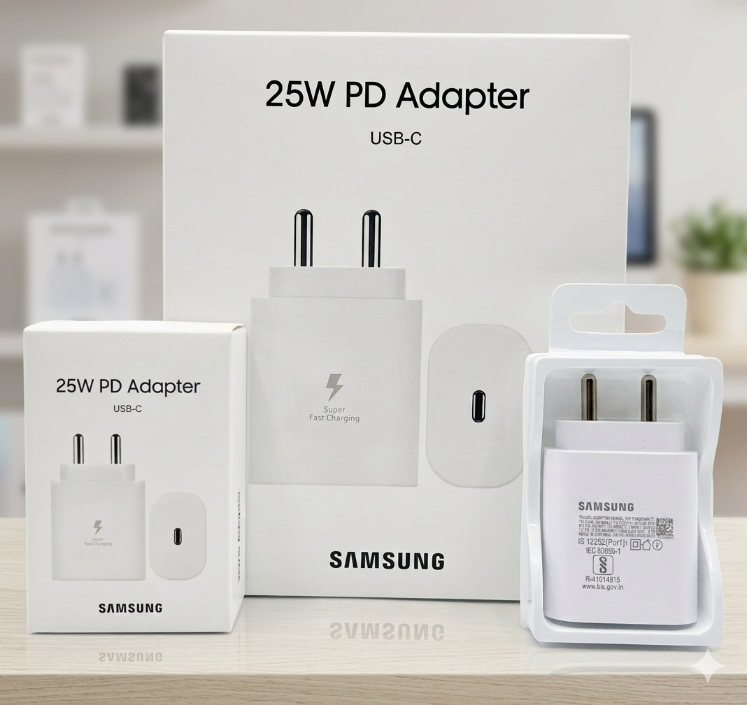 Samsung 25W Super Fast Charger (USB-C, Without Cable, Random Color)